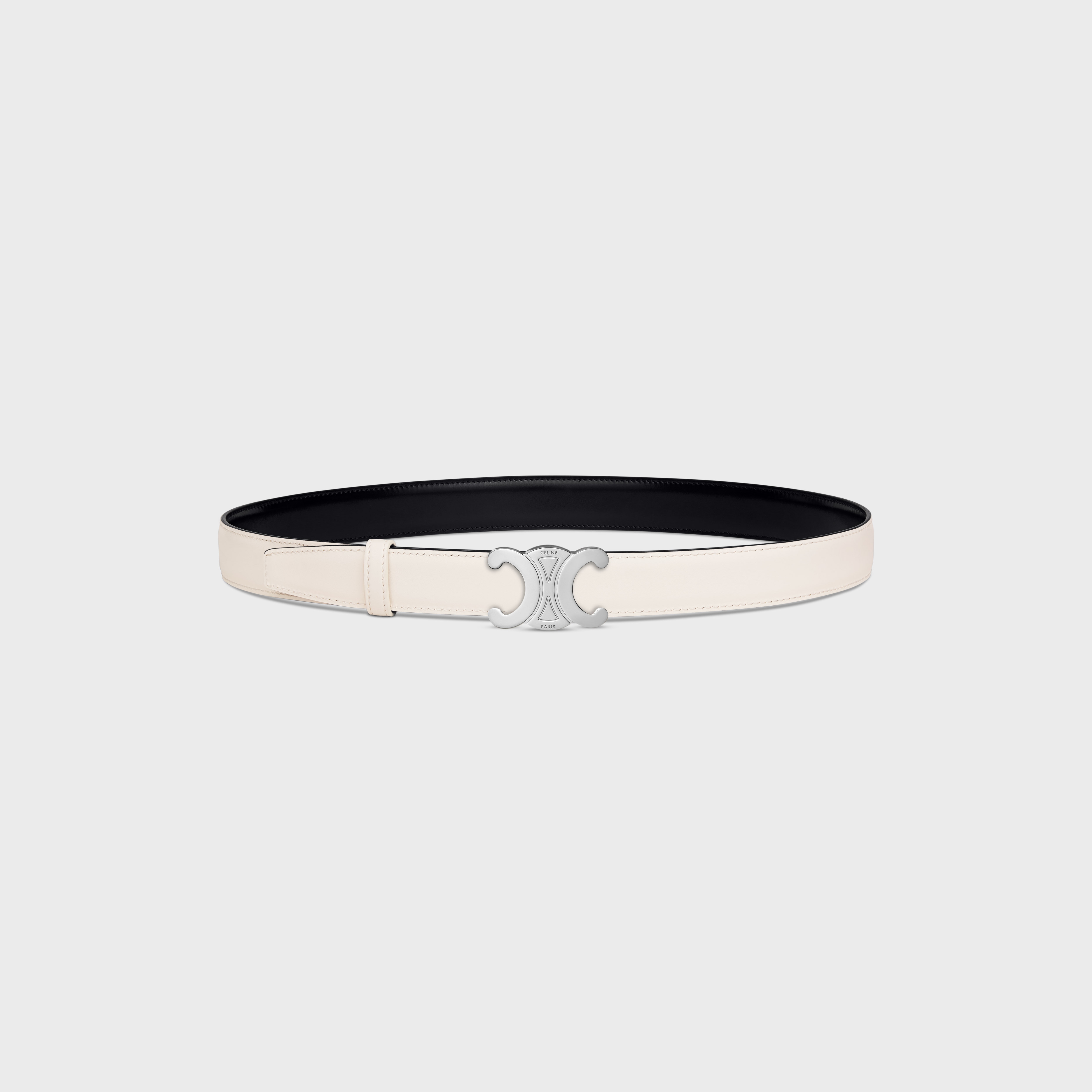 TRIOMPHE BUCKLE & REVERSIBLE STRAP 25MM - BLACK / RICE | CELINE